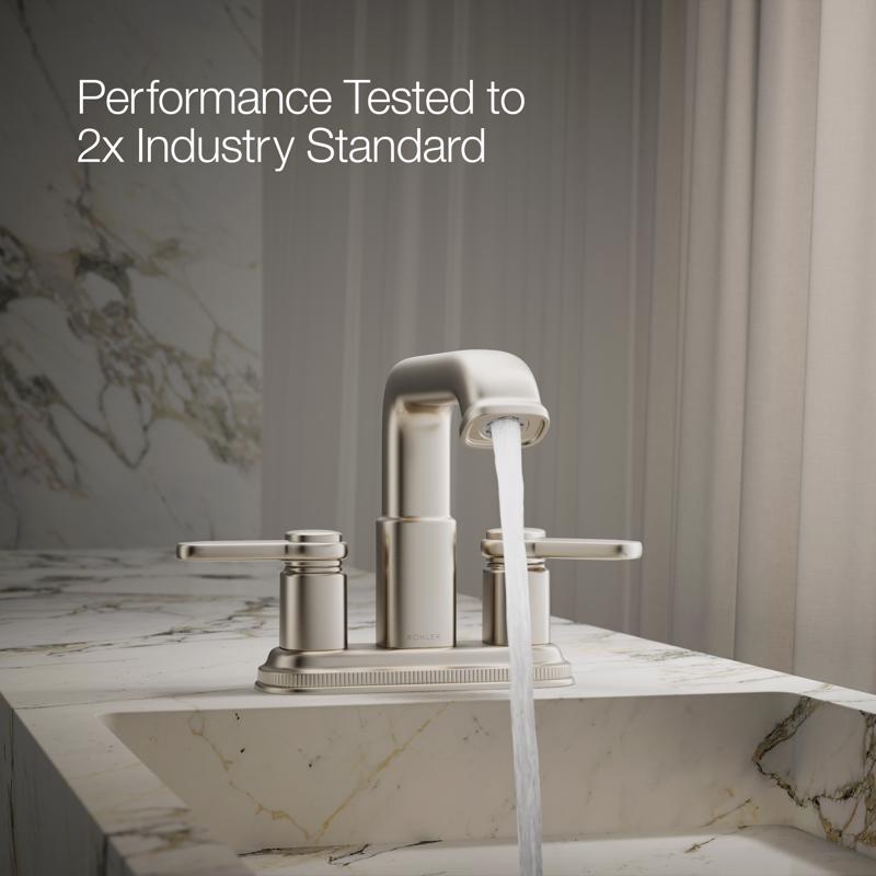 Kohler Envelu Brushed Nickel Modern Centerset Bathroom Sink Faucet 4 in.