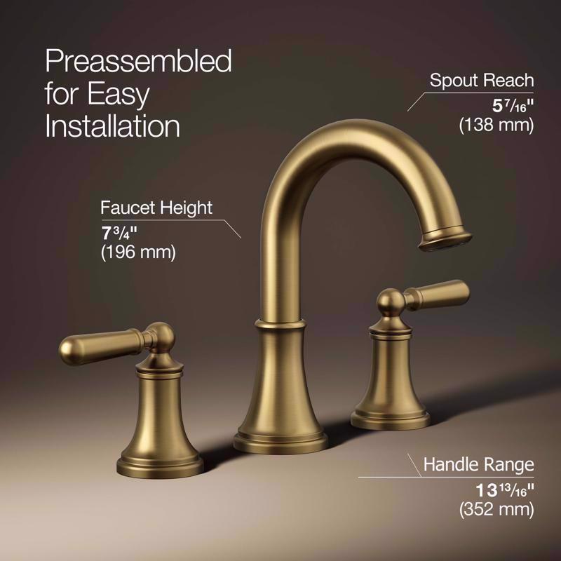 Kohler Facile Brass Traditional Widespread Bathroom Sink Faucet 8 in.