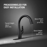 Sterling Tena One Handle Matte Black Pull-Down Kitchen Faucet
