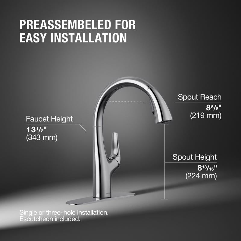 Sterling Tena One Handle Polished Chrome Pull-Down Kitchen Faucet