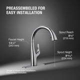 Sterling Tena One Handle Polished Chrome Pull-Down Kitchen Faucet