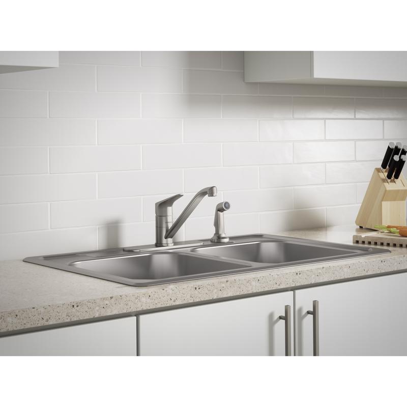 Sterling Valton One Handle Vibrant Stainless Kitchen Faucet Side Sprayer Included