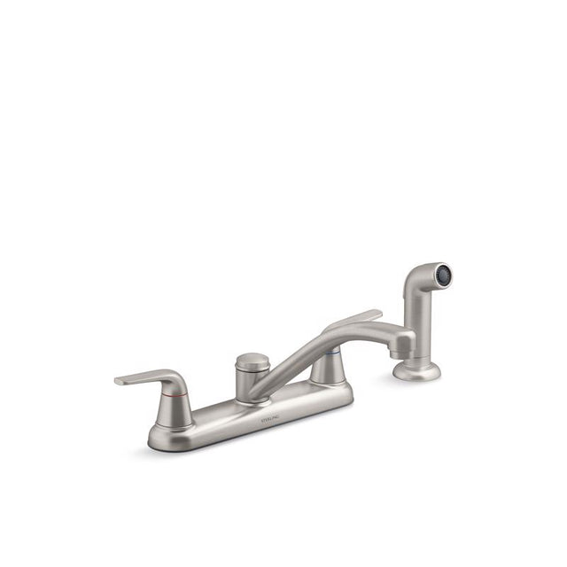 Sterling Passera Two Handle Stainless Steel Kitchen Faucet Side Sprayer Included