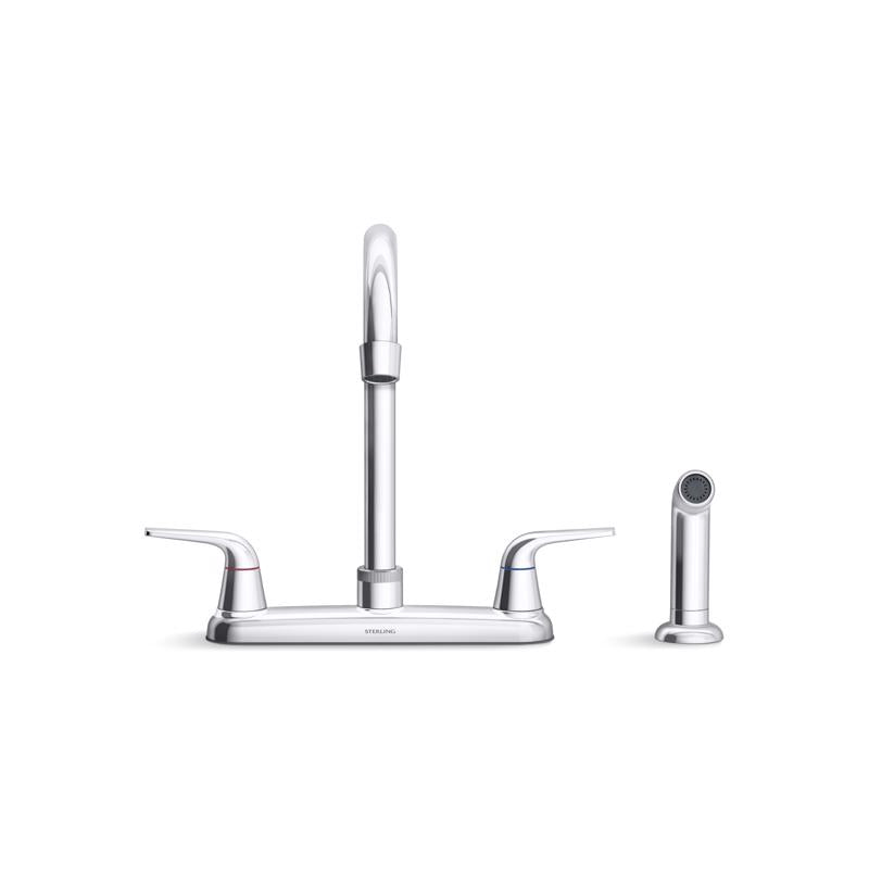 Sterling Passera Two Handle Polished Chrome Kitchen Faucet Side Sprayer Included