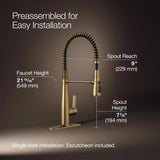 Kohler Leste One Handle Vibrant Brushed Moderne Brass Pull-Down Kitchen Faucet