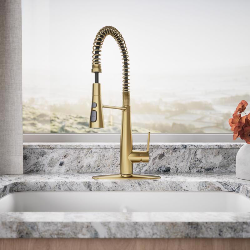 Kohler Leste One Handle Vibrant Brushed Moderne Brass Pull-Down Kitchen Faucet