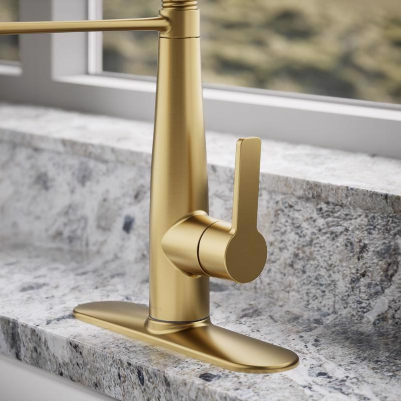Kohler Leste One Handle Vibrant Brushed Moderne Brass Pull-Down Kitchen Faucet