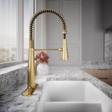 Kohler Leste One Handle Vibrant Brushed Moderne Brass Pull-Down Kitchen Faucet