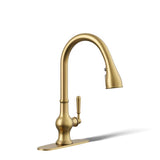 Kohler Treaty One Handle Vibrant Brushed Moderne Brass Pull-Down Kitchen Faucet