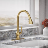 Kohler Treaty One Handle Vibrant Brushed Moderne Brass Pull-Down Kitchen Faucet