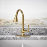 Kohler Treaty One Handle Vibrant Brushed Moderne Brass Pull-Down Kitchen Faucet