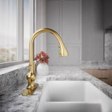 Kohler Treaty One Handle Vibrant Brushed Moderne Brass Pull-Down Kitchen Faucet