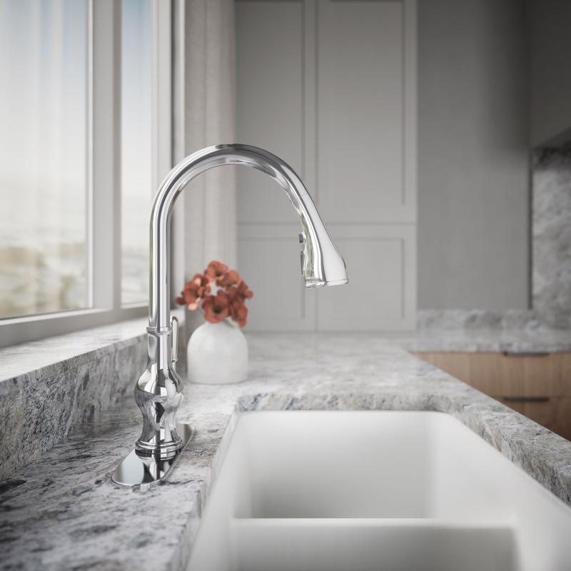 Kohler Treaty One Handle Polished Chrome Pull-Down Kitchen Faucet