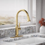 Kohler Ackley One Handle Vibrant Brushed Moderne Brass Pull-Down Kitchen Faucet