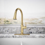 Kohler Ackley One Handle Vibrant Brushed Moderne Brass Pull-Down Kitchen Faucet