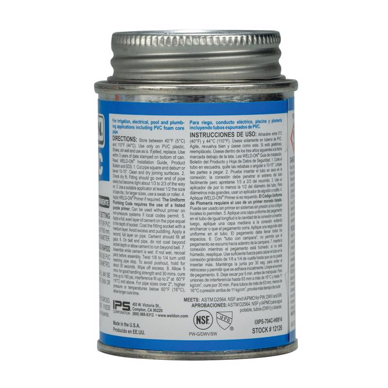 Weld-On Clear Cement For PVC 4 fl. oz.