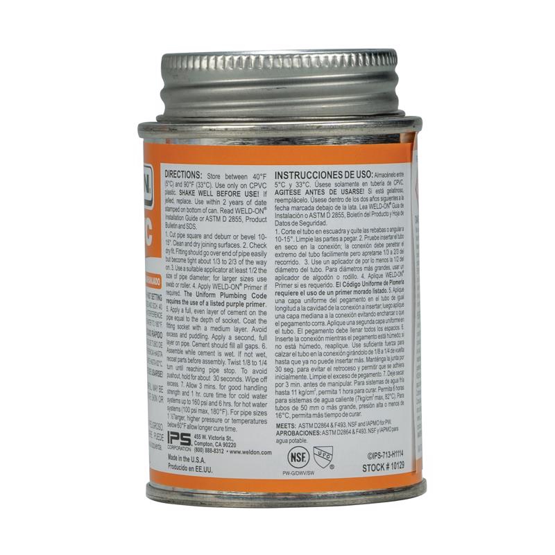 Weld-On 713 Orange Cement For CPVC/PVC 4 fl. oz.