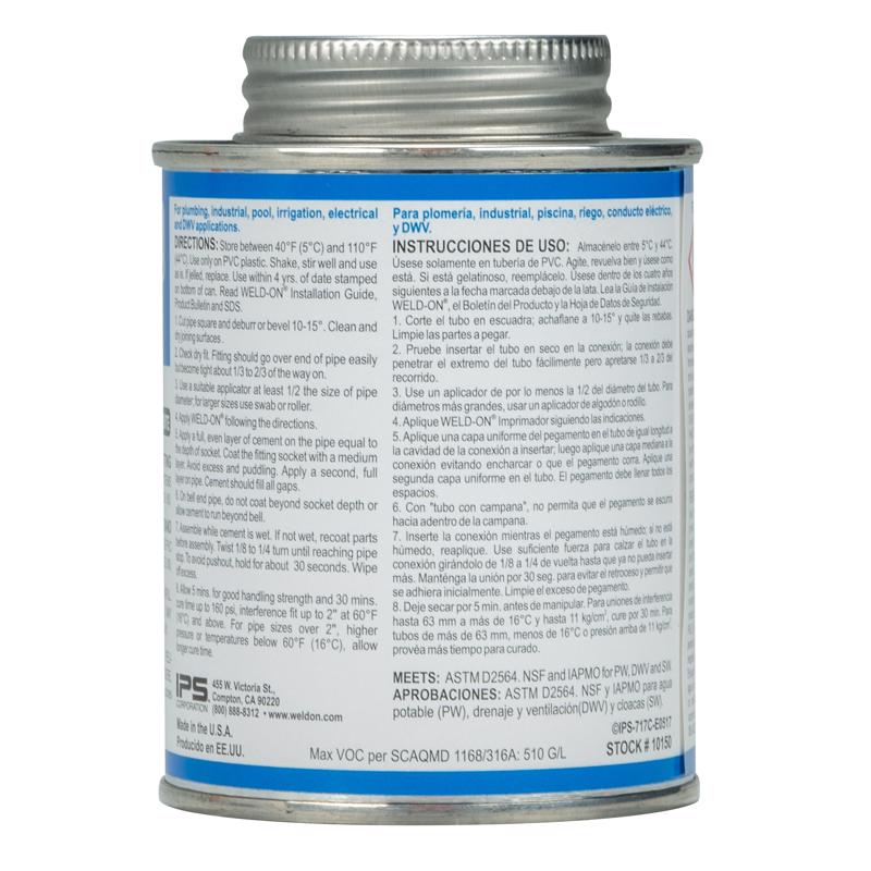 Weld-On 717 Clear Cement For PVC 8 fl. oz.