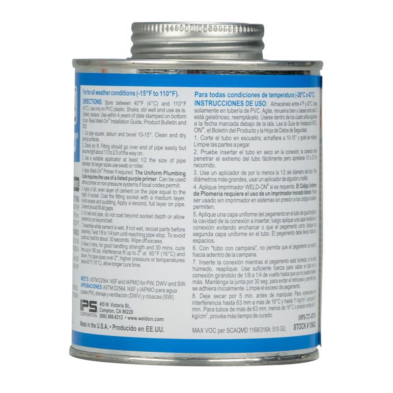 Weld-On 727 Hot 'R Cold Clear All Weather Cement For PVC 16 fl. oz.