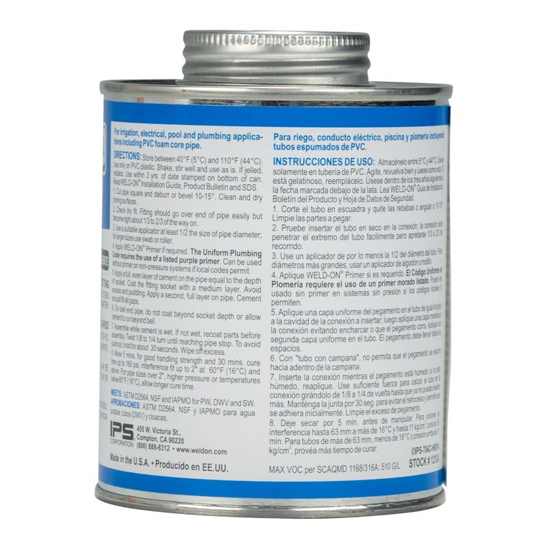 Weld-On 704 Clear Cement For PVC 16 fl. oz.