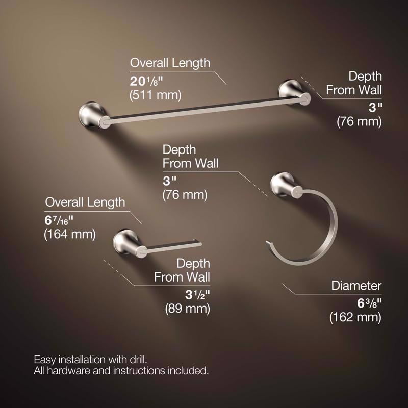 Kohler Sivaro Brushed Nickel Silver Accessory Kit 18 in. L Metal