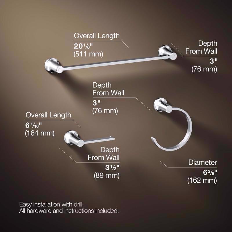 Kohler Sivaro Polished Chrome Silver Accessory Kit 18 in. L Metal