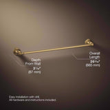 Kohler Facile Brushed Gold Towel Bar 24 in. L Metal