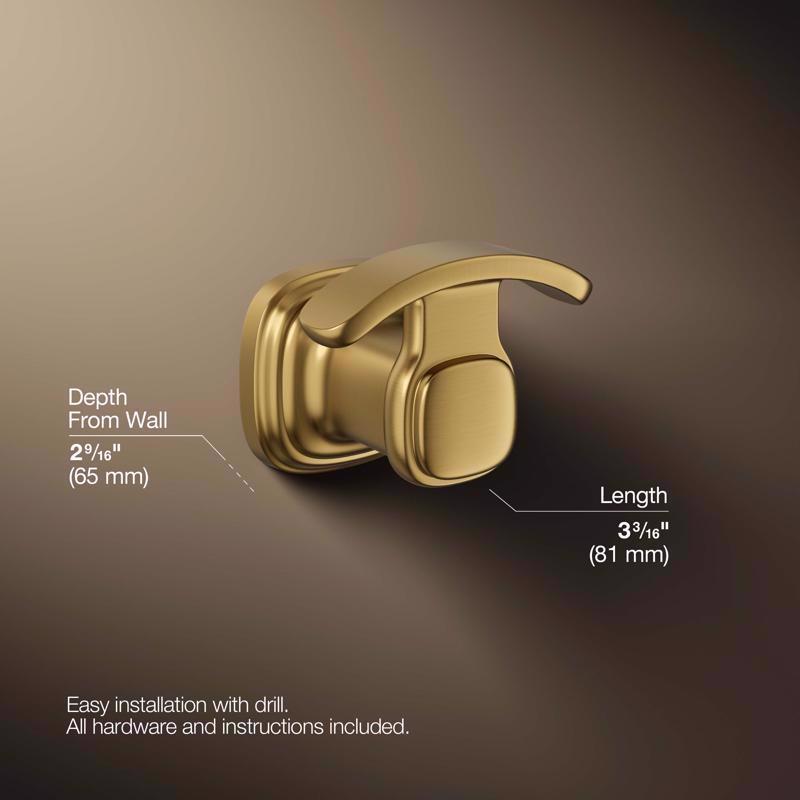Kohler Envelu 2.3 in. H X 3.15 in. W X 2.95 in. L Brushed Gold Robe Hook