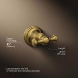 Kohler Facile 2.18 in. H X 2.8 in. W X 2.72 in. L Brushed Gold Robe Hook