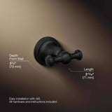 Kohler Facile 2.18 in. H X 2.8 in. W X 2.72 in. L Matte Black Robe Hook