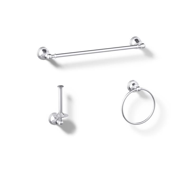 Kohler Facile Polished Chrome Silver Bathroom Hardware Kit Metal