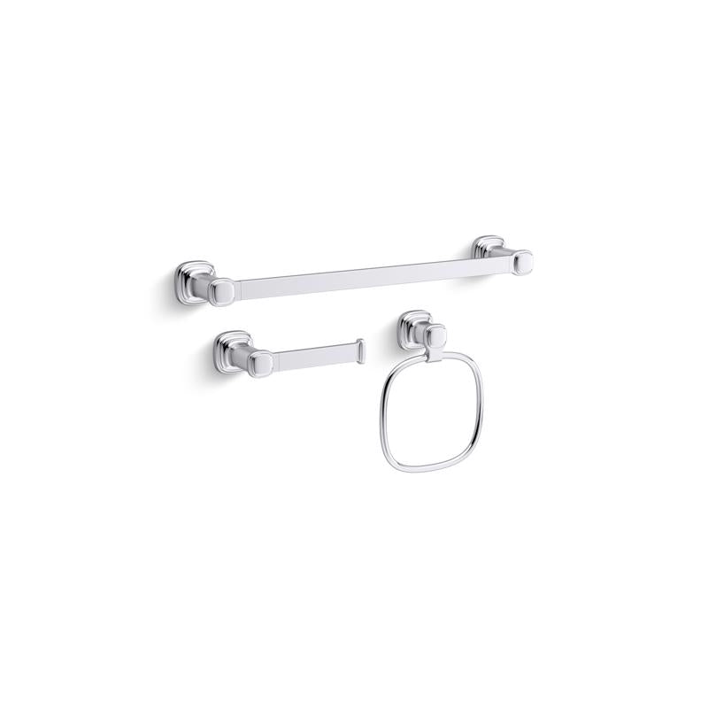 Kohler Envelu Polished Chrome Silver Bathroom Hardware Kit Steel
