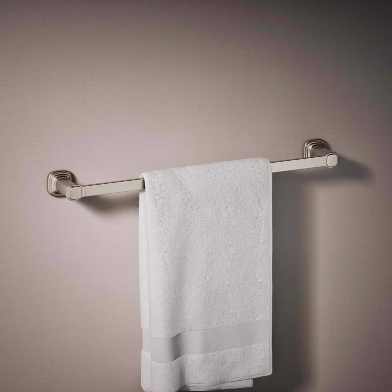 Kohler Envelu Brushed Nickel Silver Towel Bar 24 in. L Metal