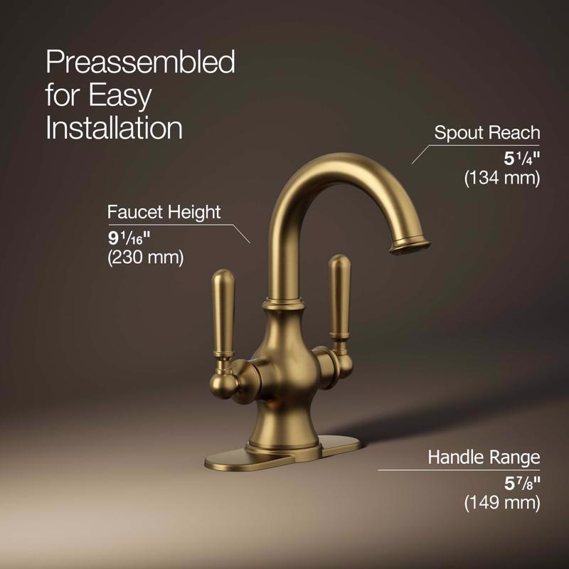 Kohler Facile Brass Traditional Centerset Bathroom Sink Faucet 4 in.
