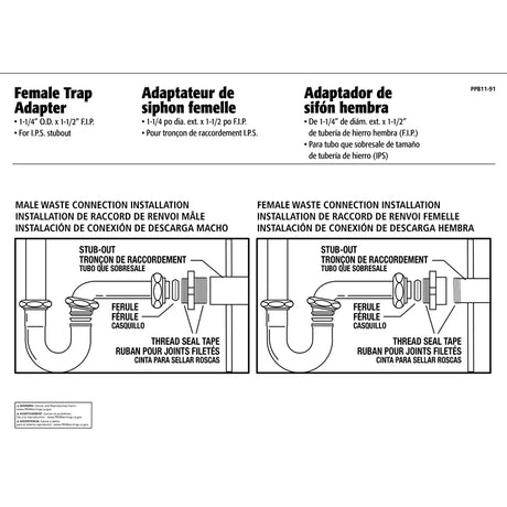 Ace 1-1/2 in. D Brass Waste Connector