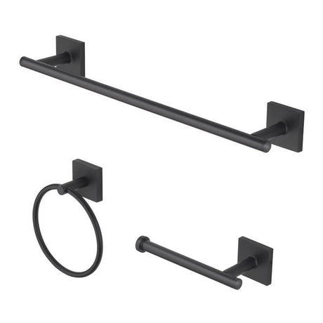 OakBrook Matte Black Black Zinc Bath Accessory Set