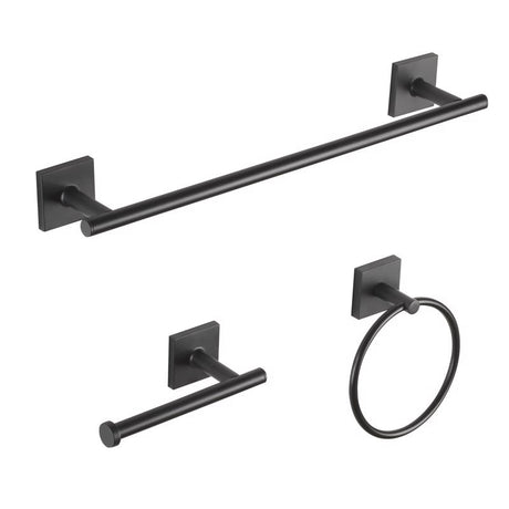 OakBrook Matte Black Black Zinc Bath Accessory Set