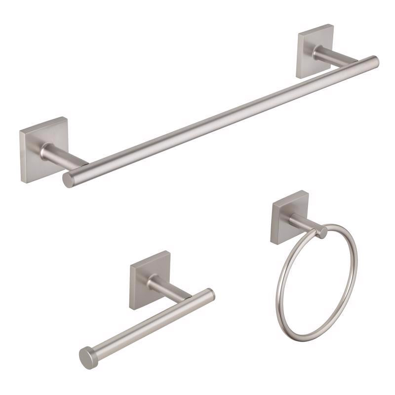 OakBrook Brushed Nickel Black Die Cast Zinc Bath Accessory Set