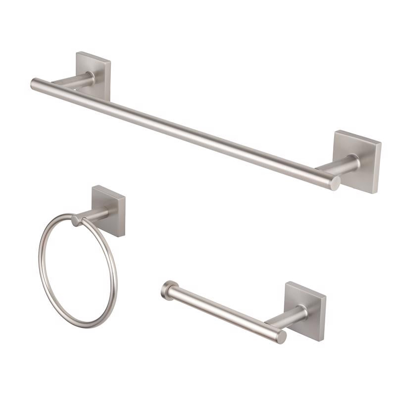 OakBrook Brushed Nickel Black Die Cast Zinc Bath Accessory Set
