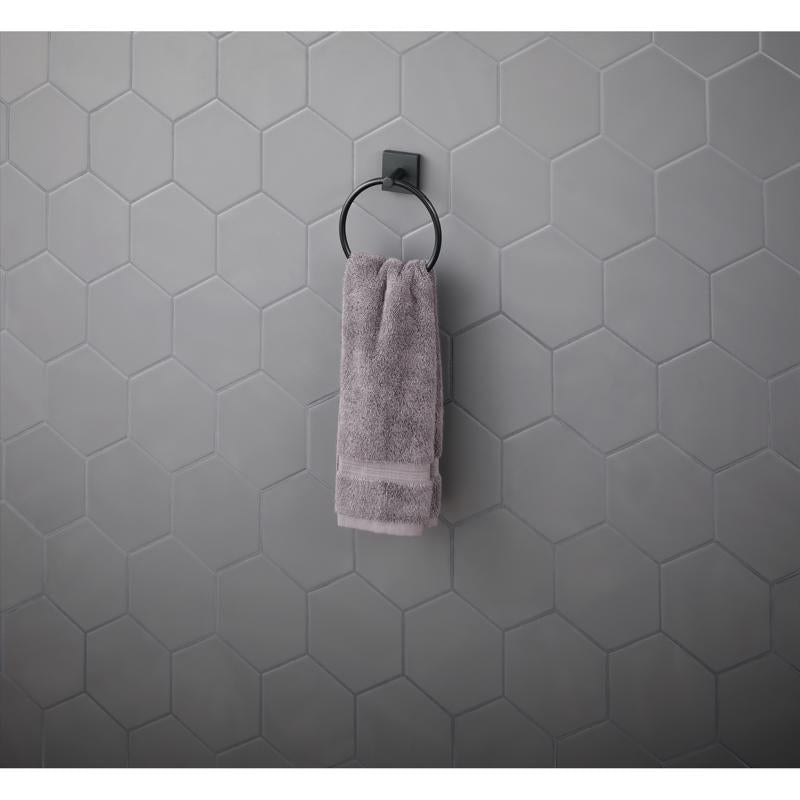OakBrook Collection Matte Black Towel Ring Die Cast Zinc