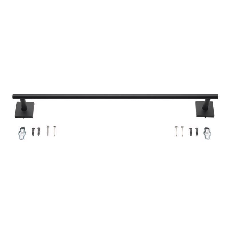 OakBrook Collection Matte Black Towel Bar 18 in. L Die Cast Zinc