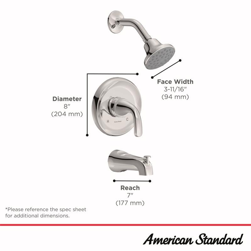 American Standard Cadet 1-Handle Chrome Tub and Shower Trim Kit