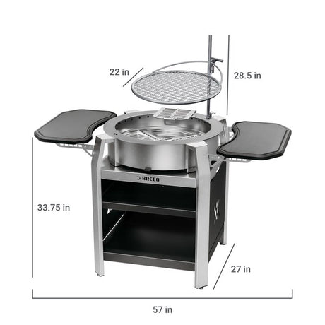 Breeo 57 in. W Stainless Steel Round Charcoal/Wood Fire Pit