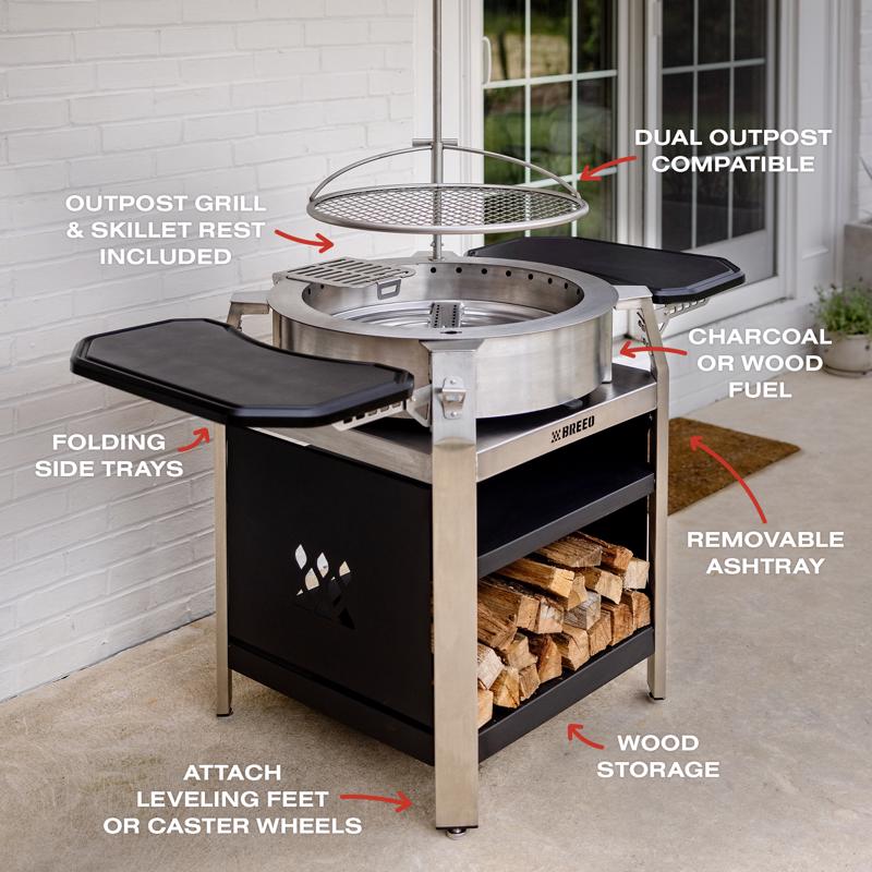 Breeo 57 in. W Stainless Steel Round Charcoal/Wood Fire Pit