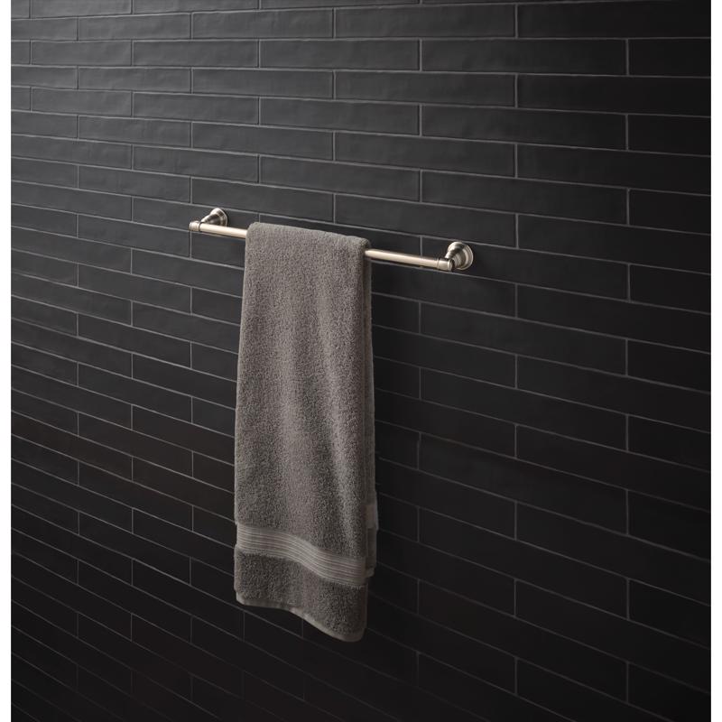 OakBrook Collection Traditional Brushed Nickel Towel Bar 24 in. L Die Cast Zinc
