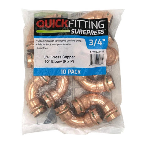 QuickFitting 3/4 in. Press in. X 3/4 in. D Press in. Copper 90 Degree Elbow