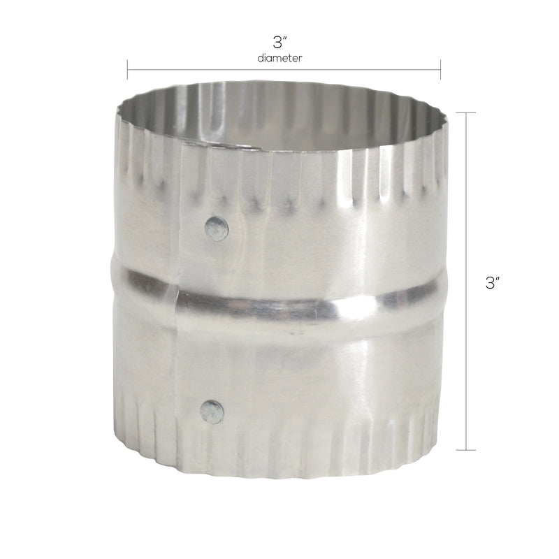 Deflect-O Jordan 3 in. L X 3 in. D Silver/White Aluminum Duct Connector