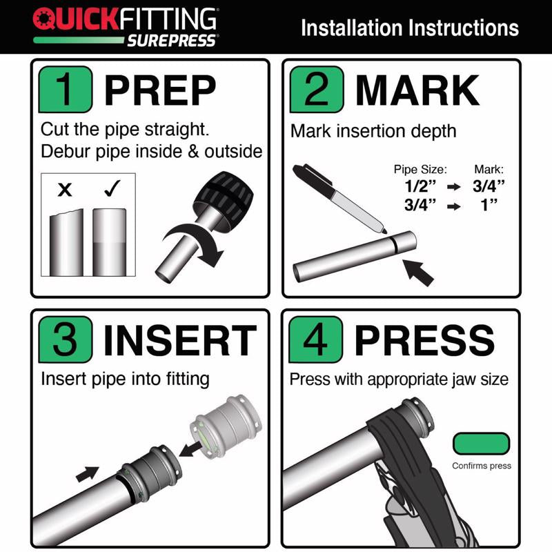 QuickFitting 1/2 in. Press each X 1/2 in. D Press each Copper 90 Degree Elbow 10 pk