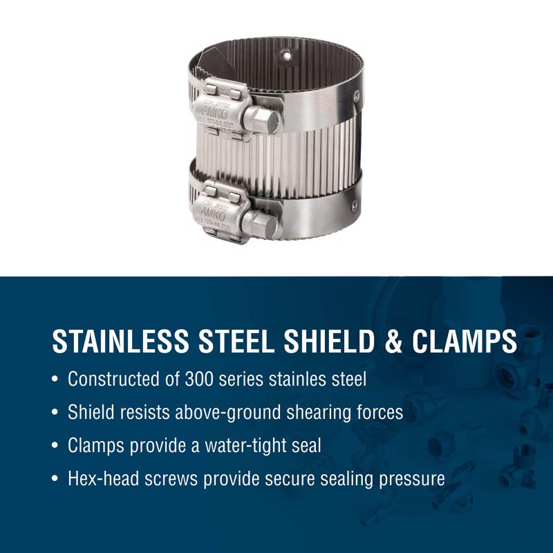 Proline BK Products 1-1/2 in. Hub Sizes X 1-1/2 in. D Hub Sizes Neoprene/Stainless Steel No Hub Coup