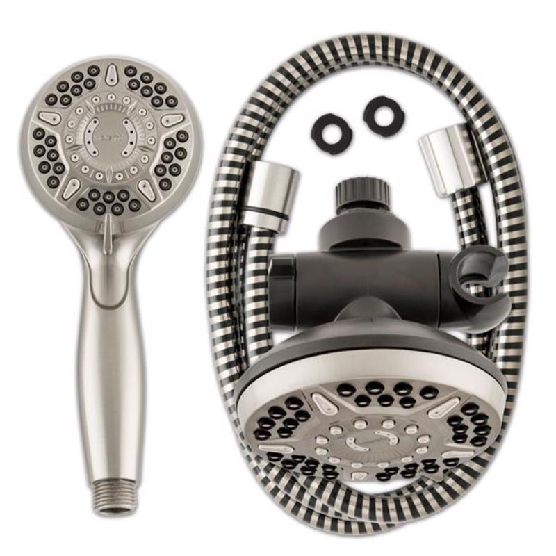 Waterpik Brushed Nickel 12 settings Showerhead Combo 1.8 gpm